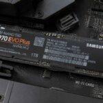 Dysk SSD Samsung 970 EVO Plus NVMe o pojemności 1 TB zamontowany na płycie głównej